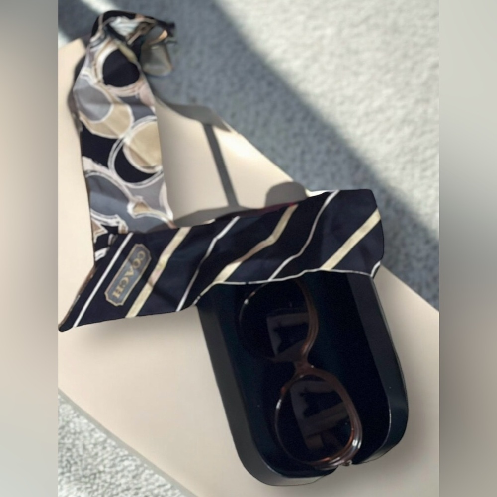 Coach Bundle | Authentic Coach Scarf / Twilly & Brown Glitter Sunglasses